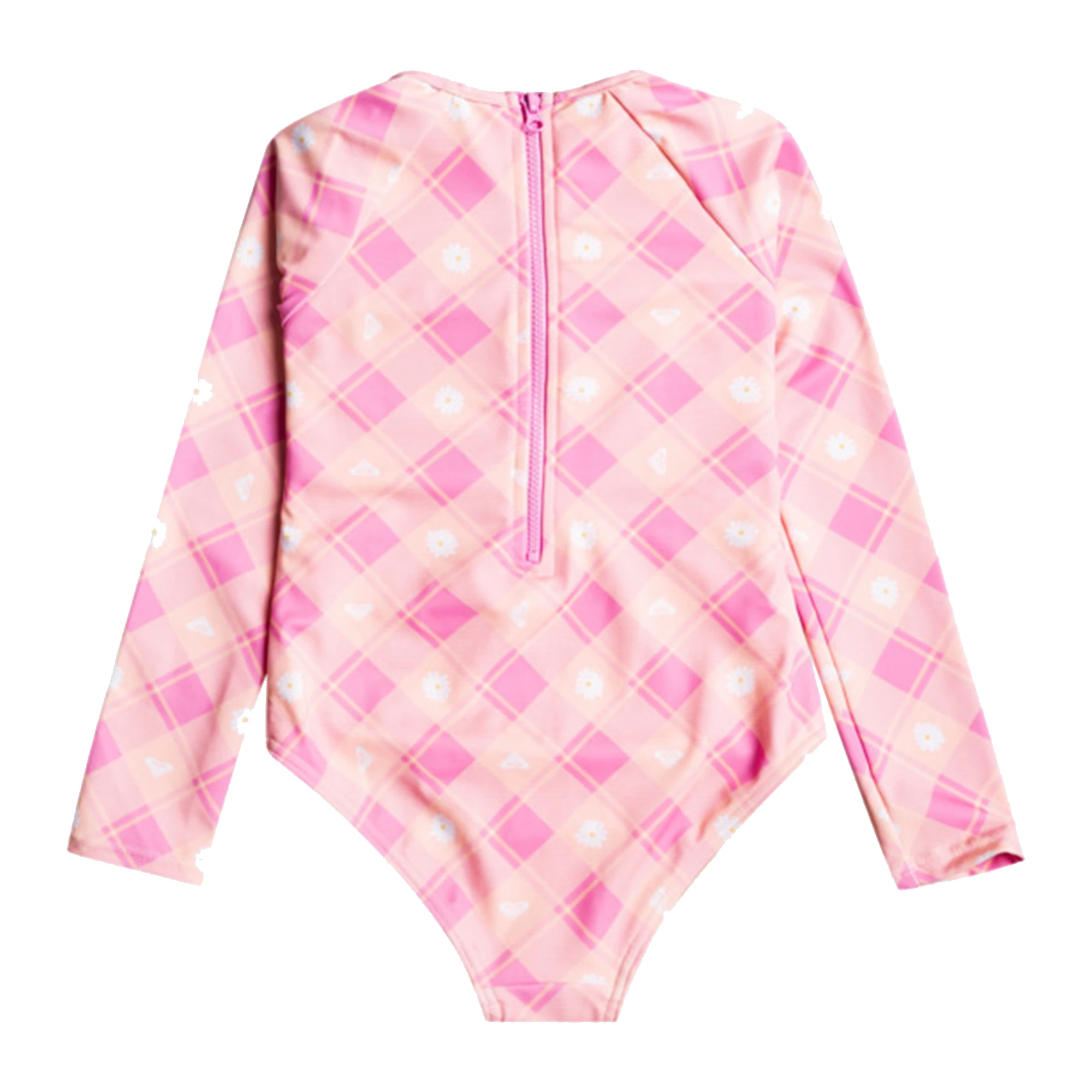 ROXY Girls Flower Plaid Onesie Long Sleeve One Piece Swimsuit 4 ROXY Girls Flower Plaid Onesie Long Sleeve One Piece Swimsuit - Image 2