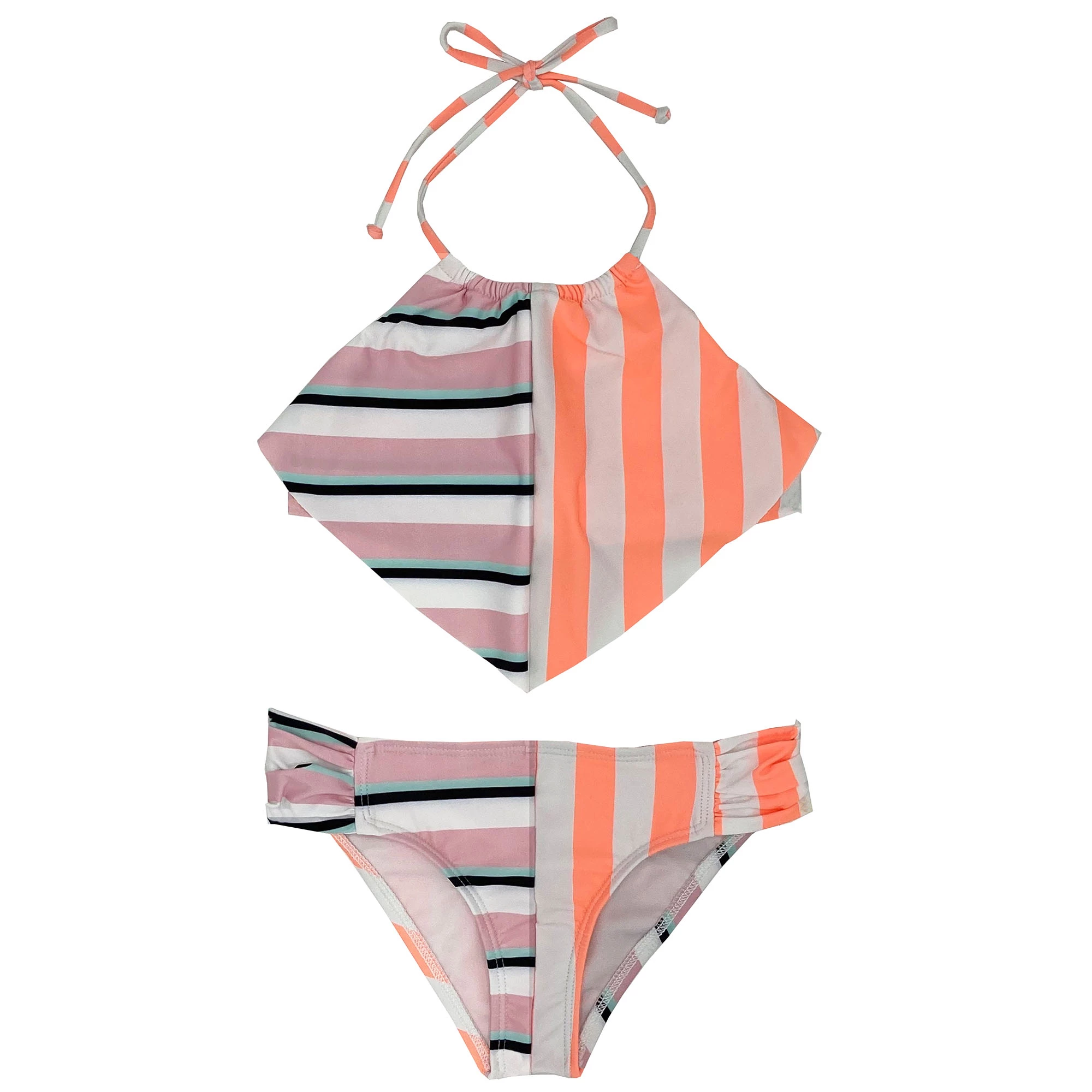 Beach Lingo Girl's Vibration Stripe Hanky High Neck Swim Set 3 Beach Lingo Girl's Vibration Stripe Hanky High Neck Swim Set