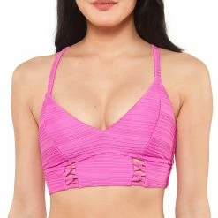 Jessica Simpson Women's Ribbed Cropped Cami Swim Top