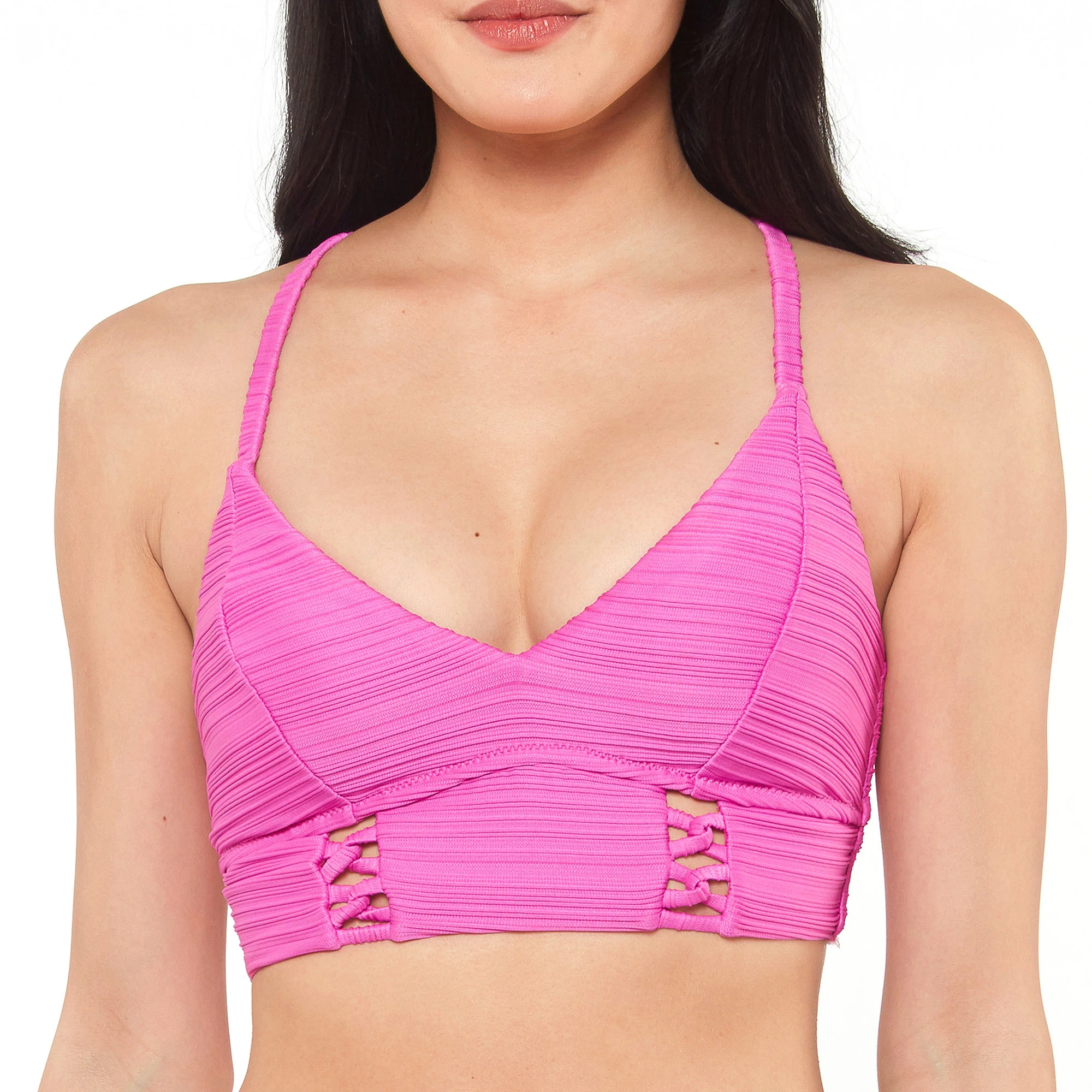 Jessica Simpson Women's Ribbed Cropped Cami Swim Top 3 Jessica Simpson Women's Ribbed Cropped Cami Swim Top