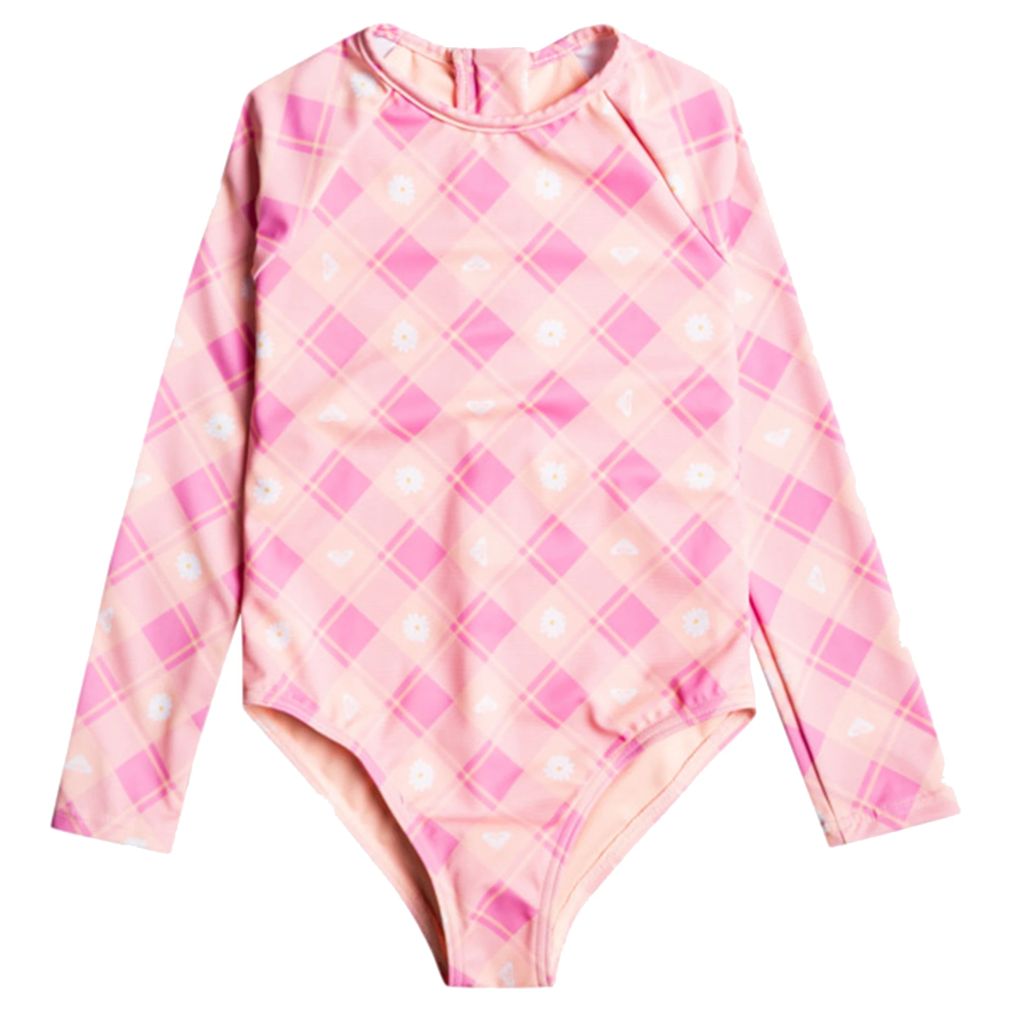 ROXY Girls Flower Plaid Onesie Long Sleeve One Piece Swimsuit 3 ROXY Girls Flower Plaid Onesie Long Sleeve One Piece Swimsuit