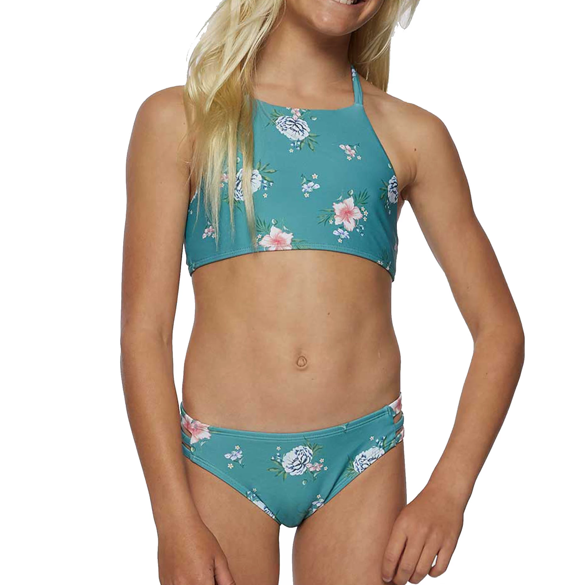 O'Neill ONeill Girls Chan Floral Braided Hi-Neck Swim Set 3 O'Neill ONeill Girls Chan Floral Braided Hi-Neck Swim Set