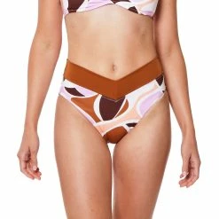 Sanctuary Womens High Leg High Rise V-Waist Bikini Bottoms