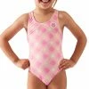 ROXY Girls Flower Plaid One Piece Swimsuit
