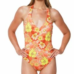 Sanctuary Womens Reversible High Leg Halter One Piece Swimsuit